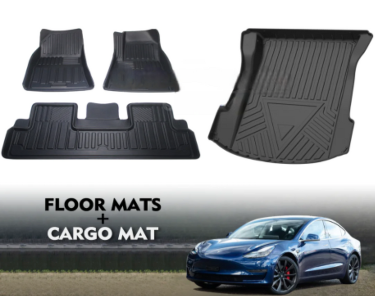 Tesla Model 3 2019 2020 2021 2022 2023 2024 Car Floor & Boot Cargo Mat Combo