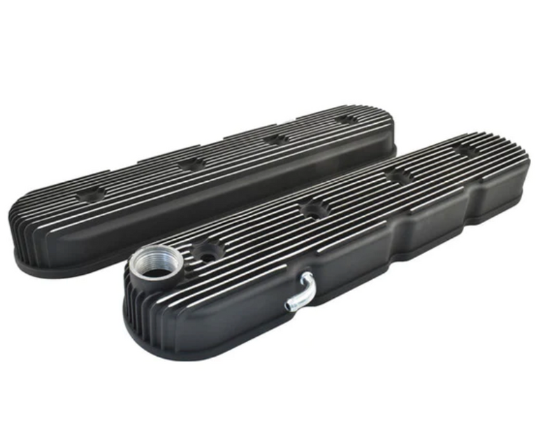 Black Finned Cast Aluminium GM LS Valve Covers w/o Coil Mounts