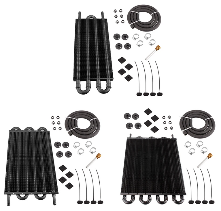 Transmission Oil Cooler Kit 4/6/8 Row Aluminium Plate & Fin Oil Fluid Cooler Anodised