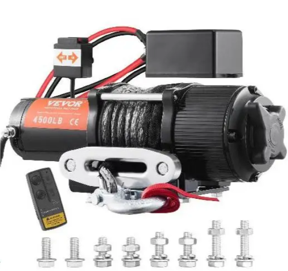 Electric Winch Nylon or Steel Rope 2000-4500lbs Wireless or Wired Remote & 4-Way Fairlead for Towing