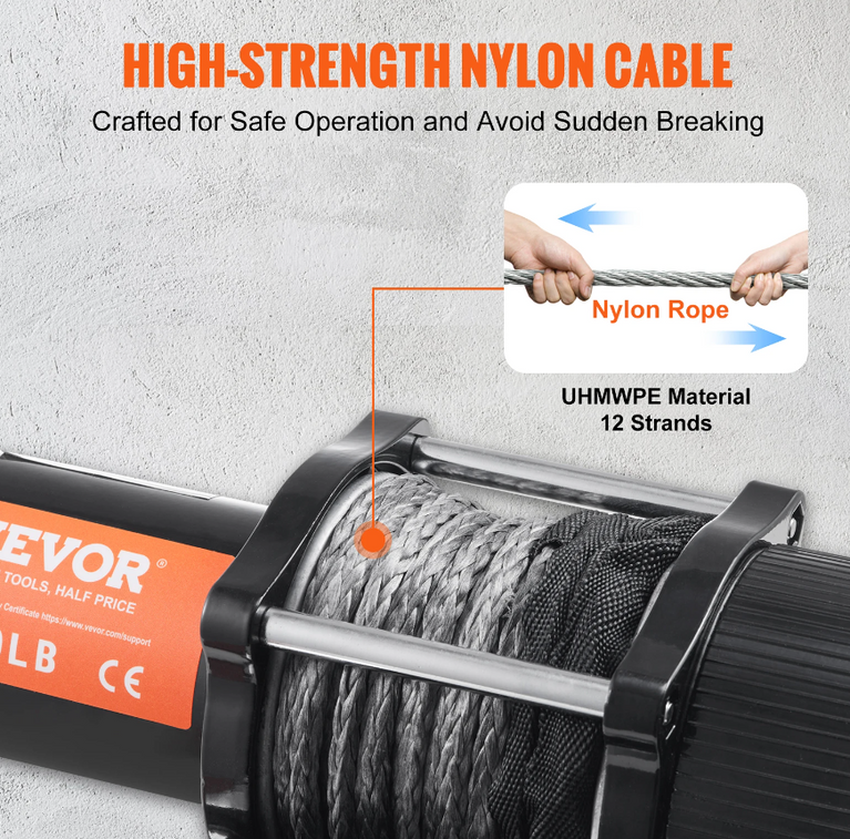 Electric Winch Nylon or Steel Rope 2000-4500lbs Wireless or Wired Remote & 4-Way Fairlead for Towing