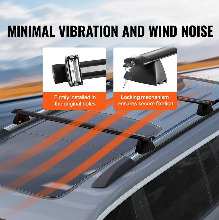 Jeep Grand Cherokee Roof Rack Cross Bars 2011 - 2021 with Grooved Side Rails, 200lbs Load Capacity