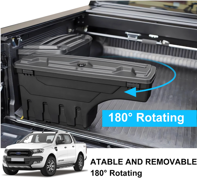 Ford Ranger Toolbox Storage Tailgate Swing Case Storage Tool Box PX2 PX3 T7 2015- 2018 WILTRAK Black