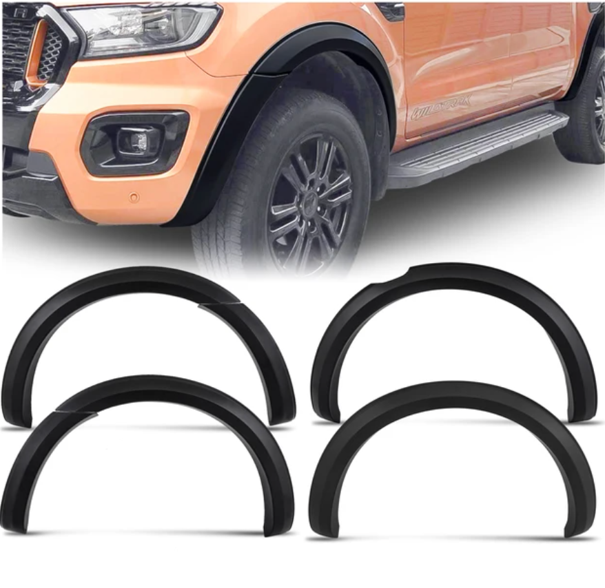 Ford Ranger 4" Slim Fender Flares Kit Wide Wheel Arch Wildtrak 2019 2020 2021 2022 Matte Black