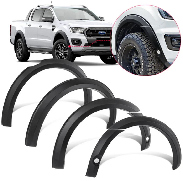 Ford Ranger 4" Slim Fender Flares Kit Wide Wheel Arch Wildtrak 2019 2020 2021 2022 Matte Black