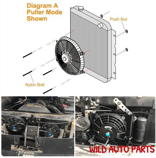 Radiator Cooling Fan Various Sizes 12V 80W 2100RPM - Wild Auto Parts