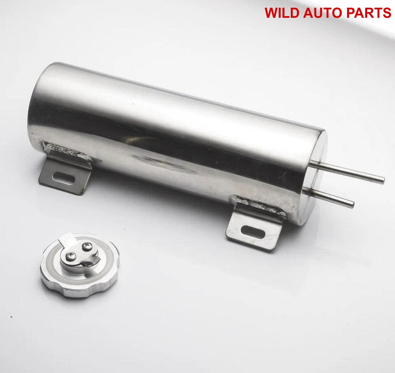 Polished Stainless steel Radiator Overflow Tank Bottle Catch Can - Wild Auto Parts