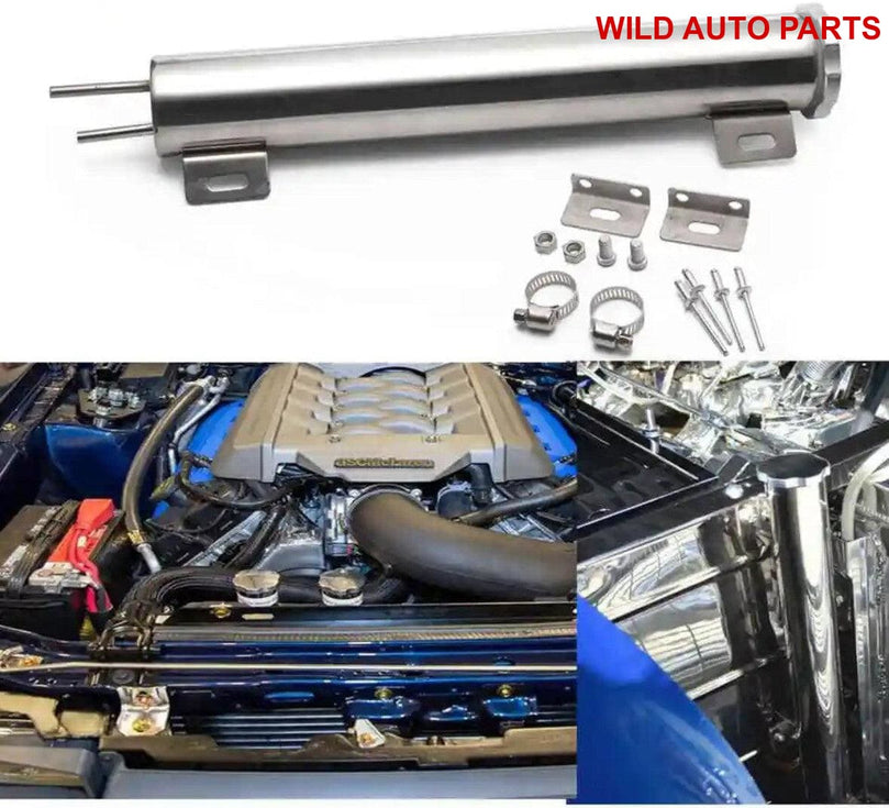 Polished Stainless steel Radiator Overflow Tank Bottle Catch Can - Wild Auto Parts