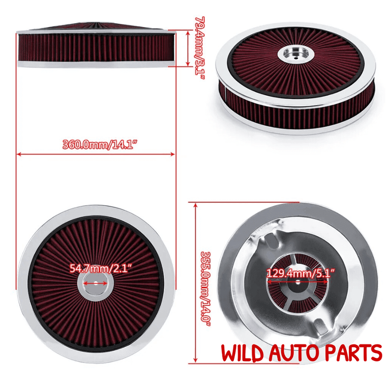 Air Filter Cleaner Assembly 3" Super Flow Washable Ford GMC Chevy - Wild Auto Parts