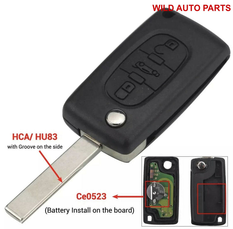 Peugeot Complete Remote for 207, 307, 407 208 308 408 607 Transponder Key & Chip - Wild Auto Parts