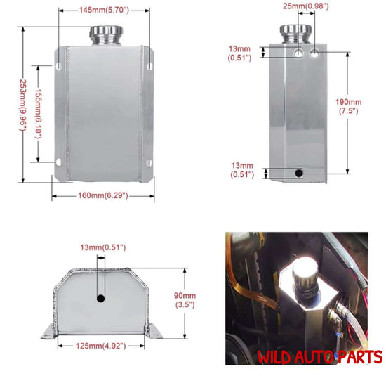 2L Aluminium Coolant Radiator Overflow Tank Oil Catch Can - Wild Auto Parts