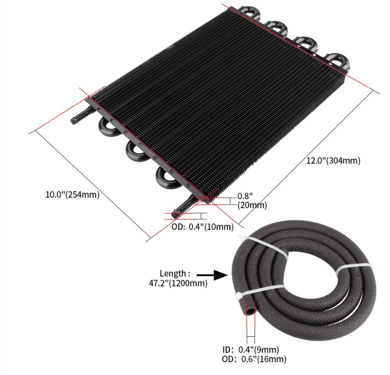 Transmission Oil Cooler Kit 4/6/8 Row Aluminium Plate & Fin Oil Cooler - Wild Auto Parts