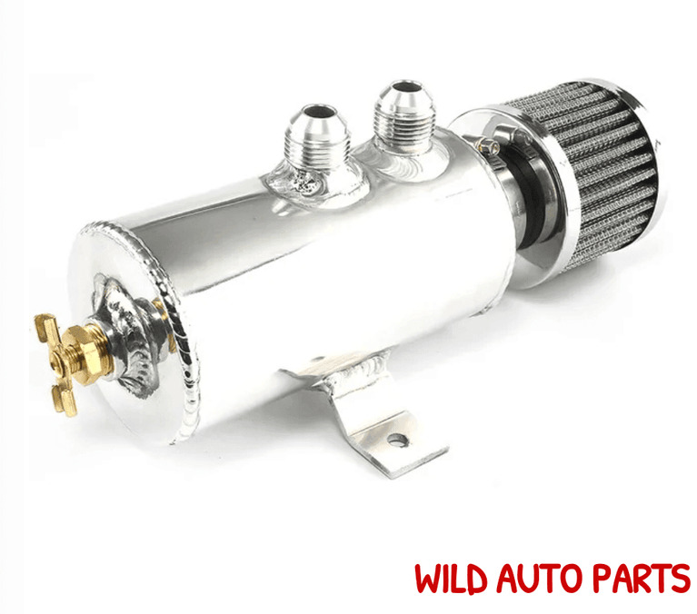 750ml Aluminium AN10 Oil Catch Can Reservoir Tank with Breather Filter Baffled - Wild Auto Parts