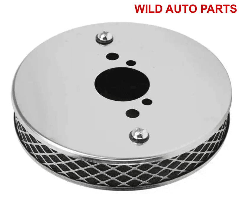 High Flow Air Filter Chrome 1 1/4 inch Metal Replacement Pancake - Wild Auto Parts