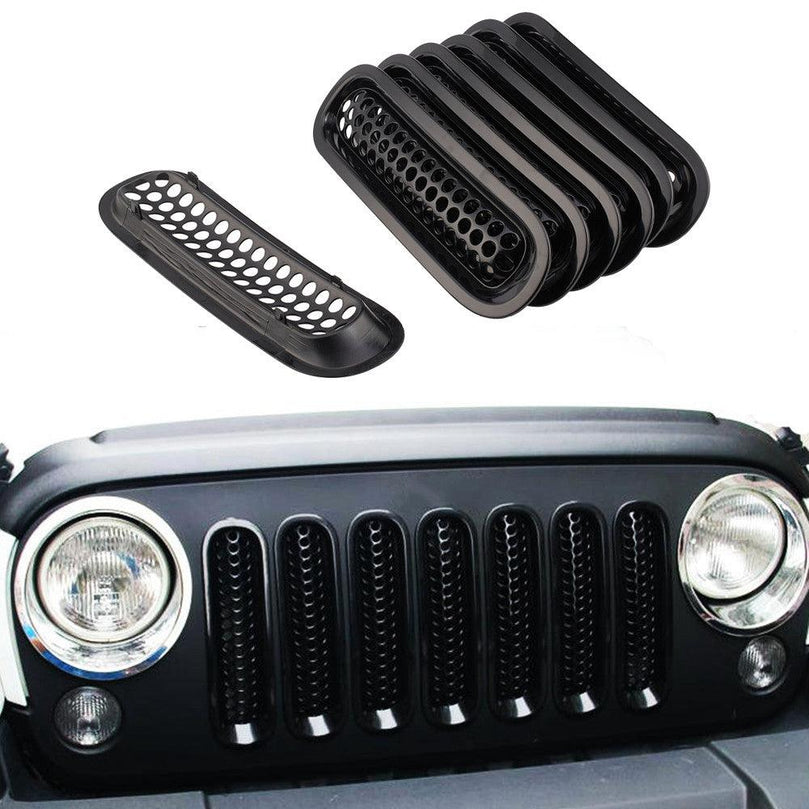 Jeep Wrangler Inserts ABS Front Grill Mesh Racing Grille Kit for JK 2007-2017 - Wild Auto Parts