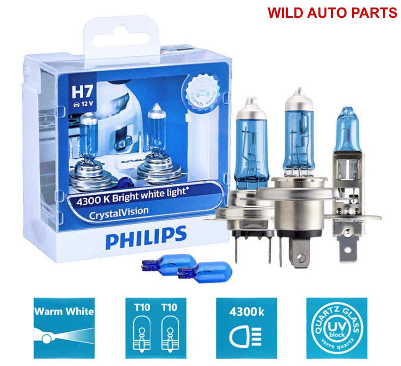 Philips Crystal Vision H1,H4,H7, H11, HB2, HB3, HB4 9003 9005 9006 12V CV 4300K - Wild Auto Parts