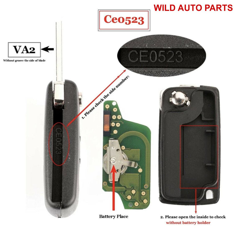 Peugeot Complete Remote for 207, 307, 407 208 308 408 607 Transponder Key & Chip - Wild Auto Parts