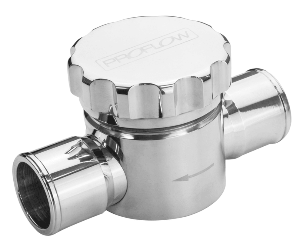 Coolant Filter, Inline with Cap, Polished Aluminium, 1.500 in. Inlet - Wild Auto Parts